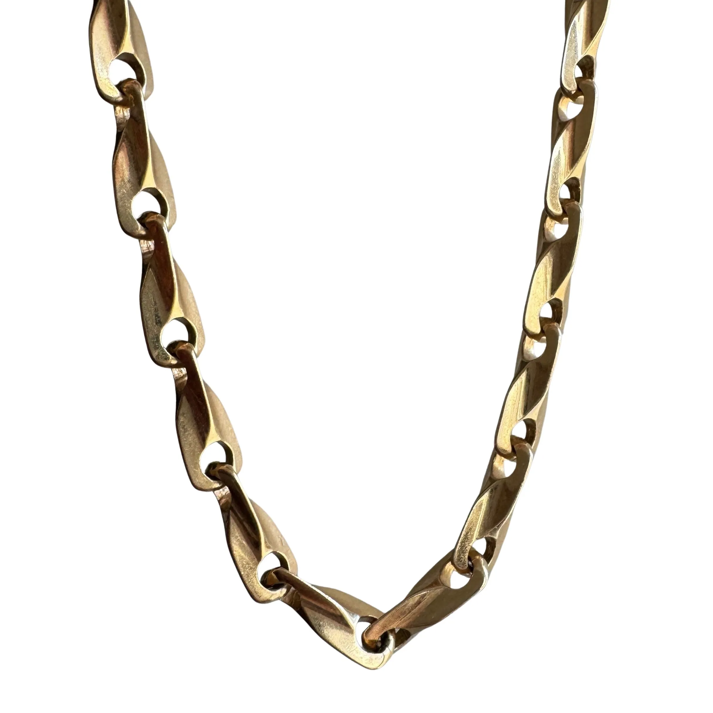 V I N T A G E // tulip geometry / 14k yellow gold fancy link necklace chain / 18.25, 47.5g