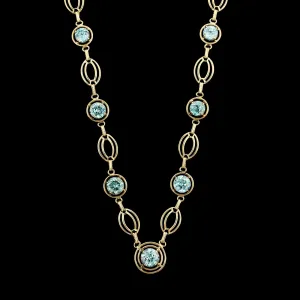 Vintage 14K Yellow Gold Estate Blue Zircon Necklace