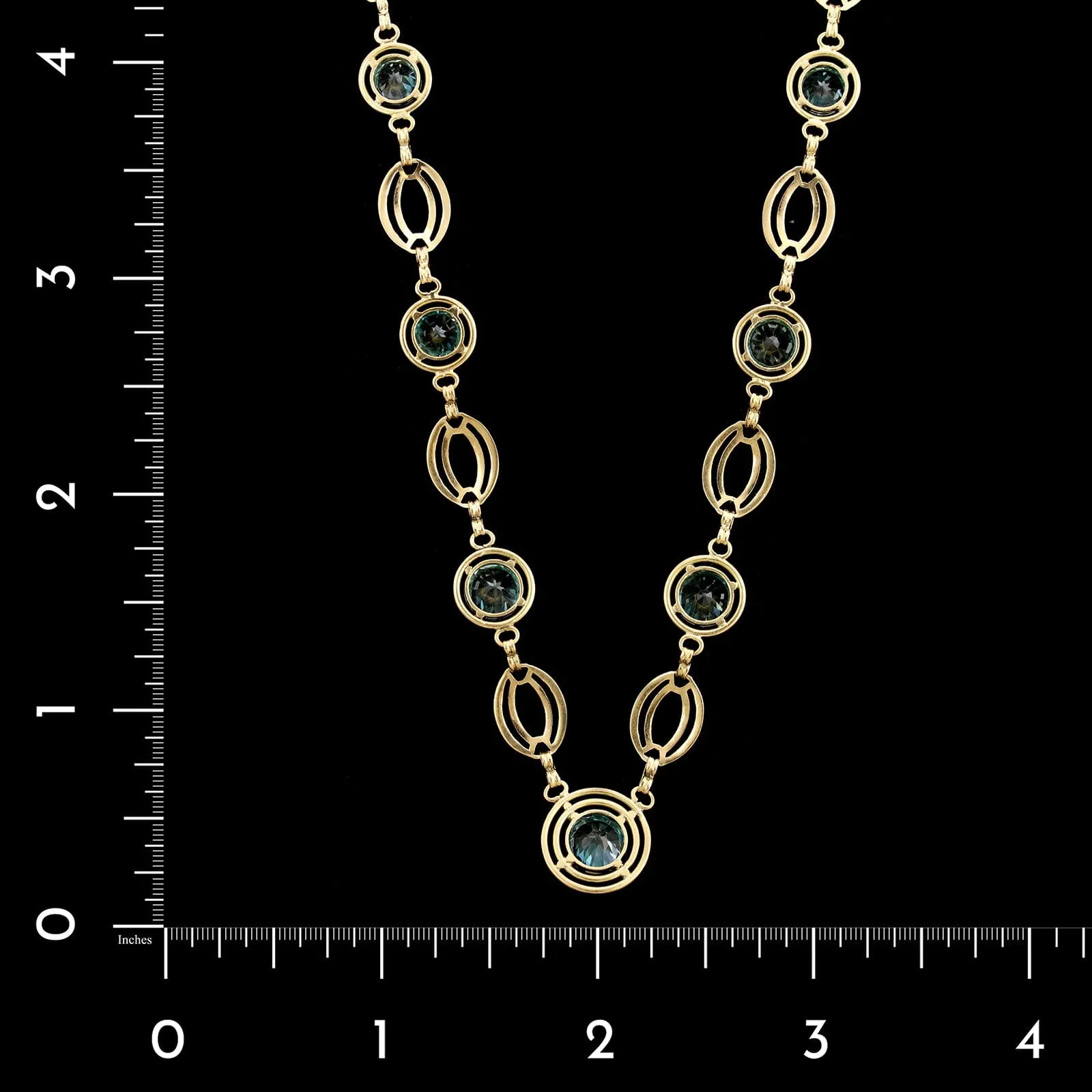 Vintage 14K Yellow Gold Estate Blue Zircon Necklace