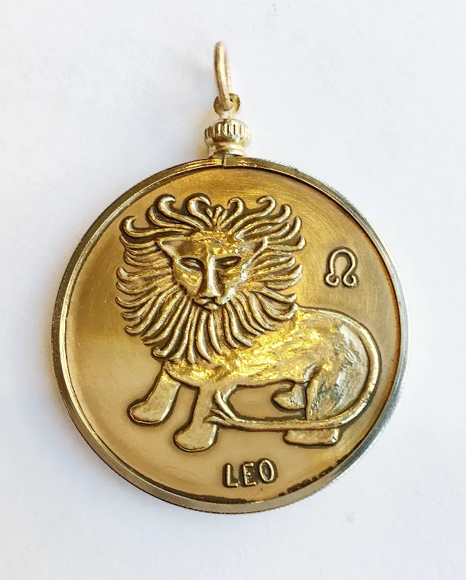 Vintage 40mm Zodiac Coin Medallion with Bezel