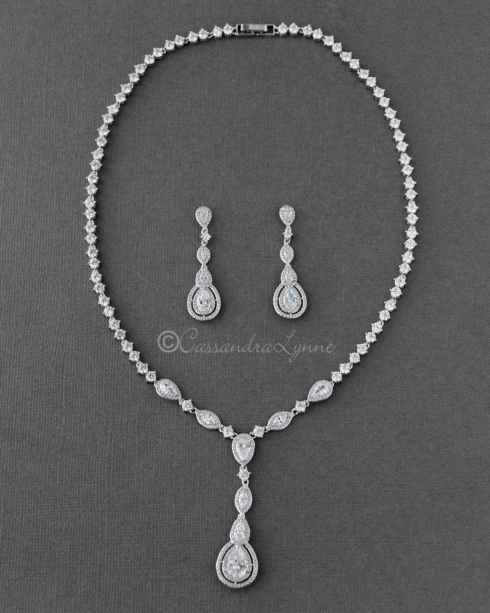 Vintage CZ Necklace and Earrings Set