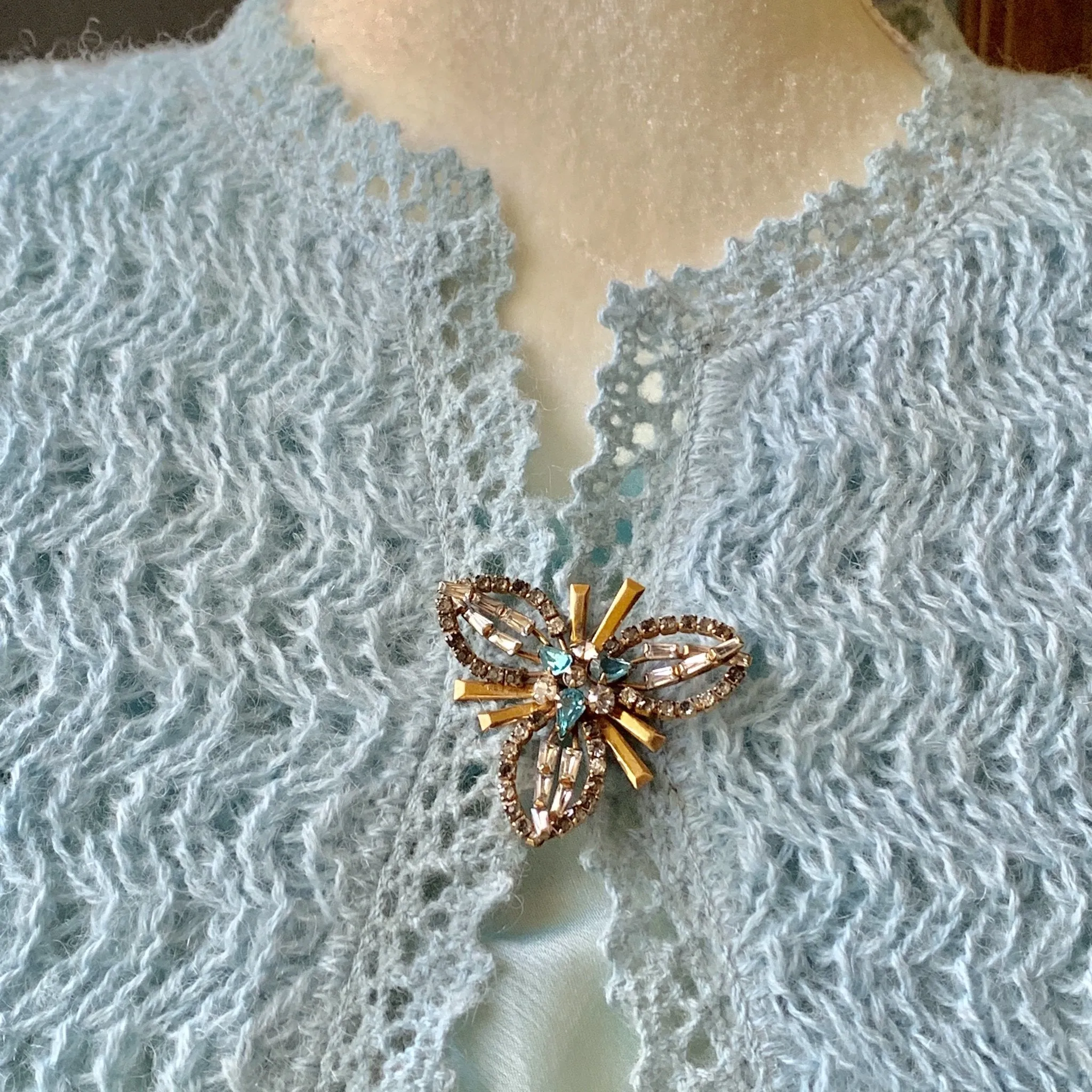 Vintage Rhinestone Brooch by Phyllis. Snowflake Lapel Pin or Sweater Clip. Necklace or Bracelet.