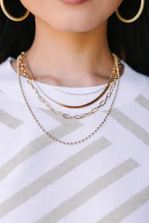 Wait And See Gold Layered Chain Necklace