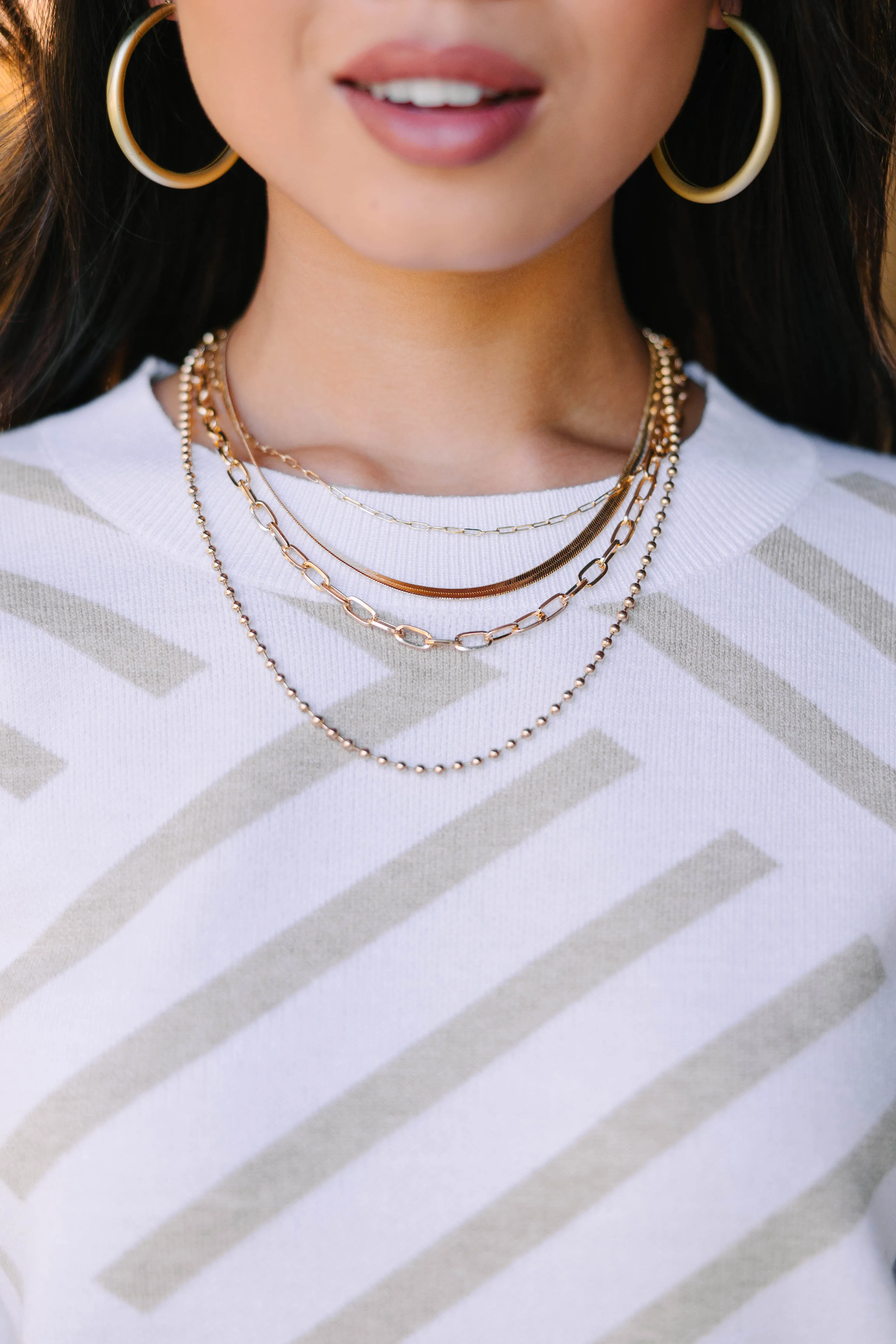 Wait And See Gold Layered Chain Necklace