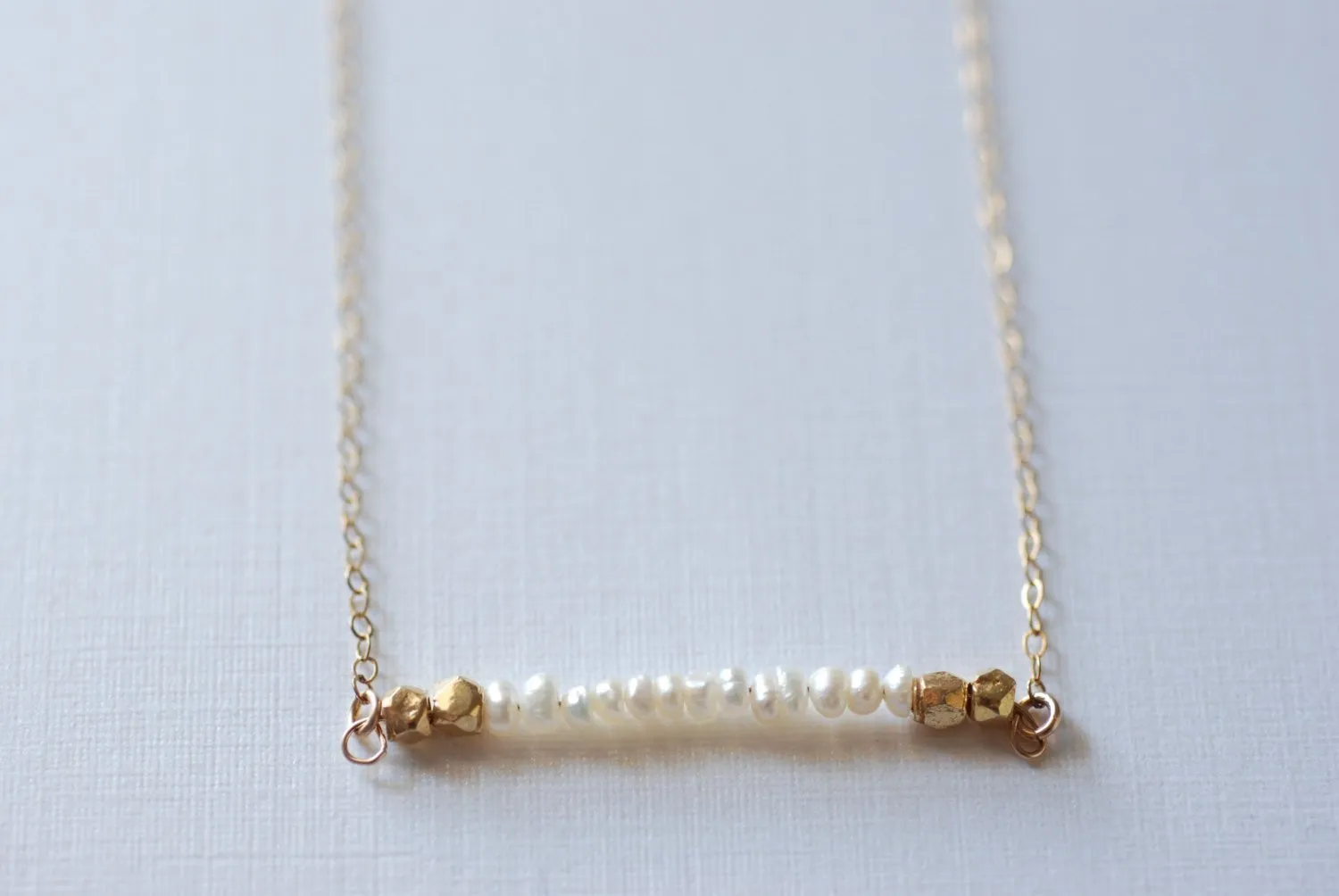 Wholesale Freshwater Pearl Bar Necklace- Minimalist Bar Necklace // 14k gold filled chain- Dainty Jewelry by HeirloomEnvy