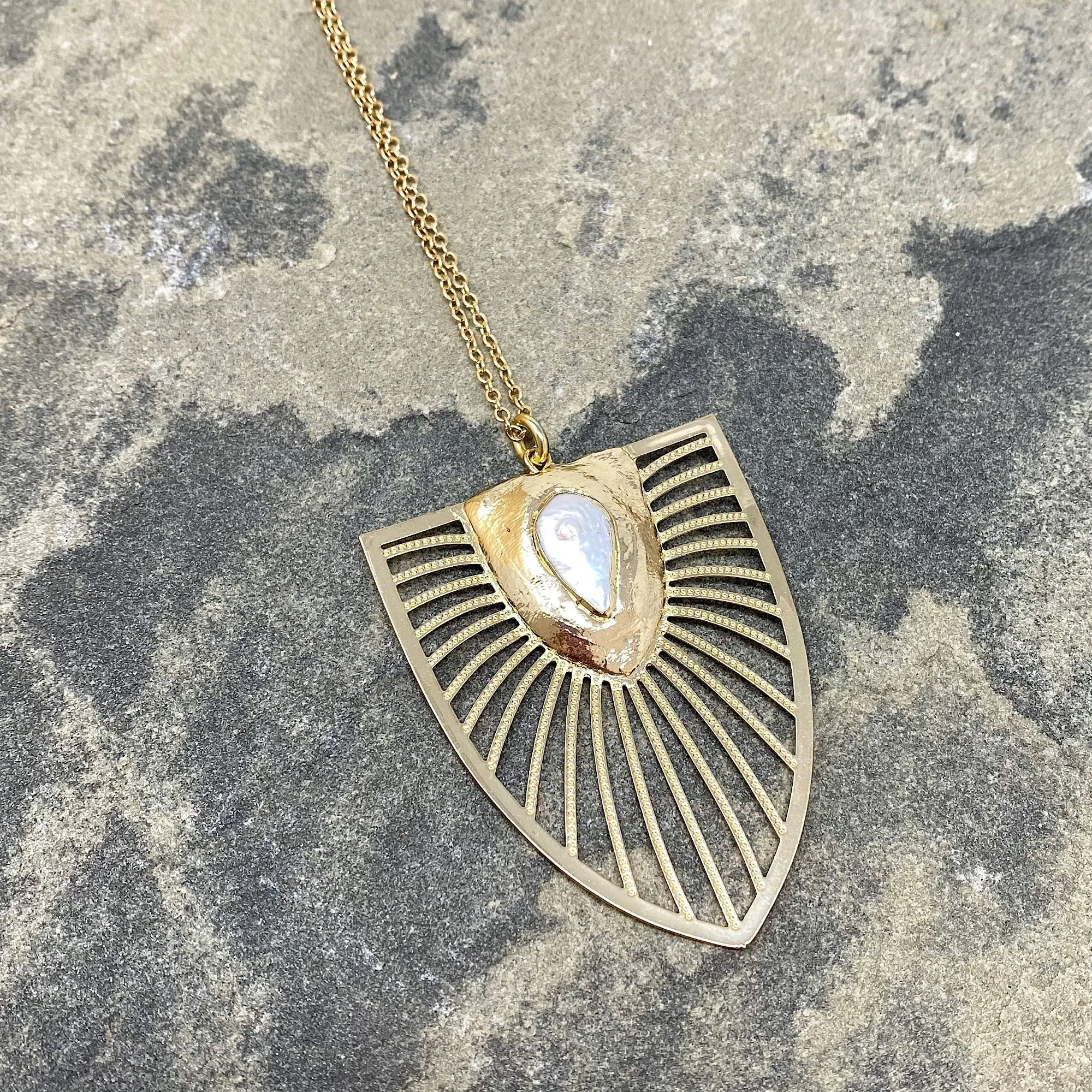 WILSON mother of pearl shield pendant