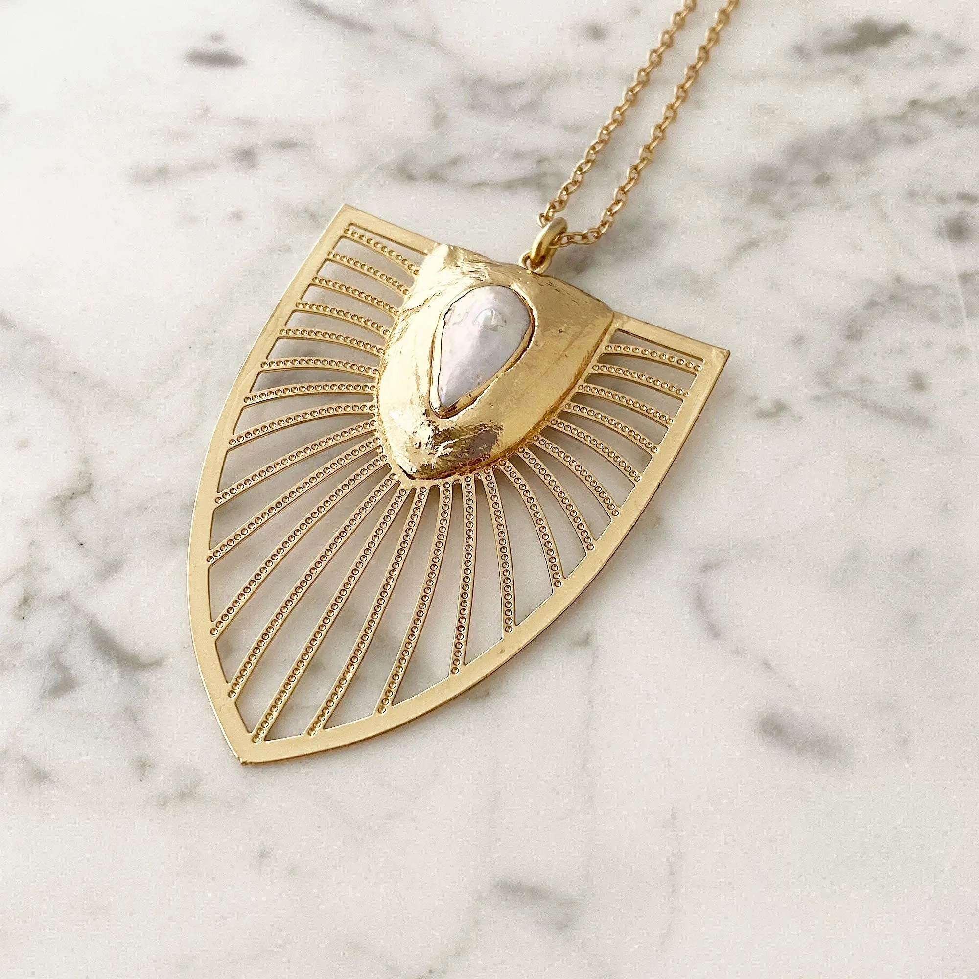 WILSON mother of pearl shield pendant