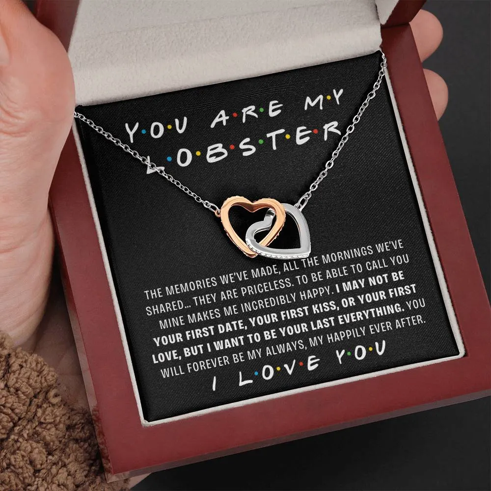 You Are My Lobster, Romantic Interlocking Heart Pendant Necklace Gift for Wife or Girlfriend