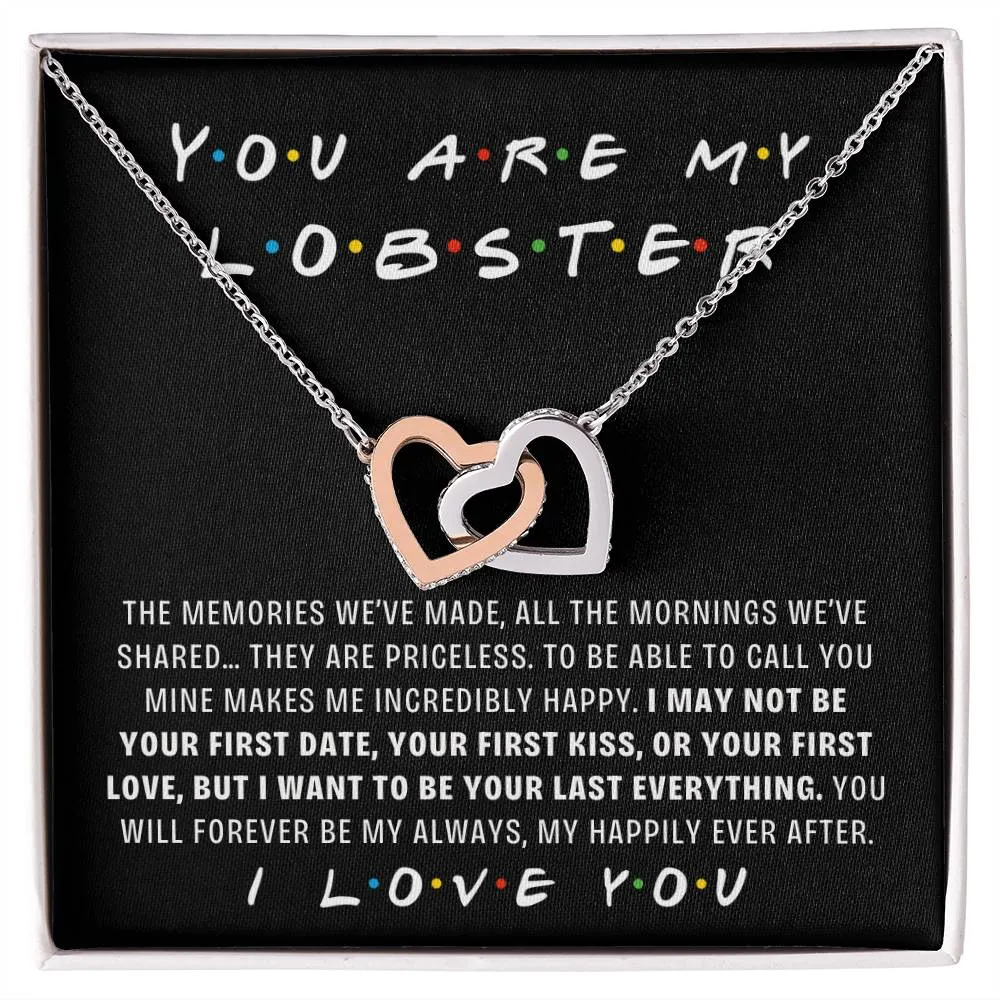 You Are My Lobster, Romantic Interlocking Heart Pendant Necklace Gift for Wife or Girlfriend